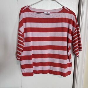 GAP Red and White Striped Short Sleeve Tee